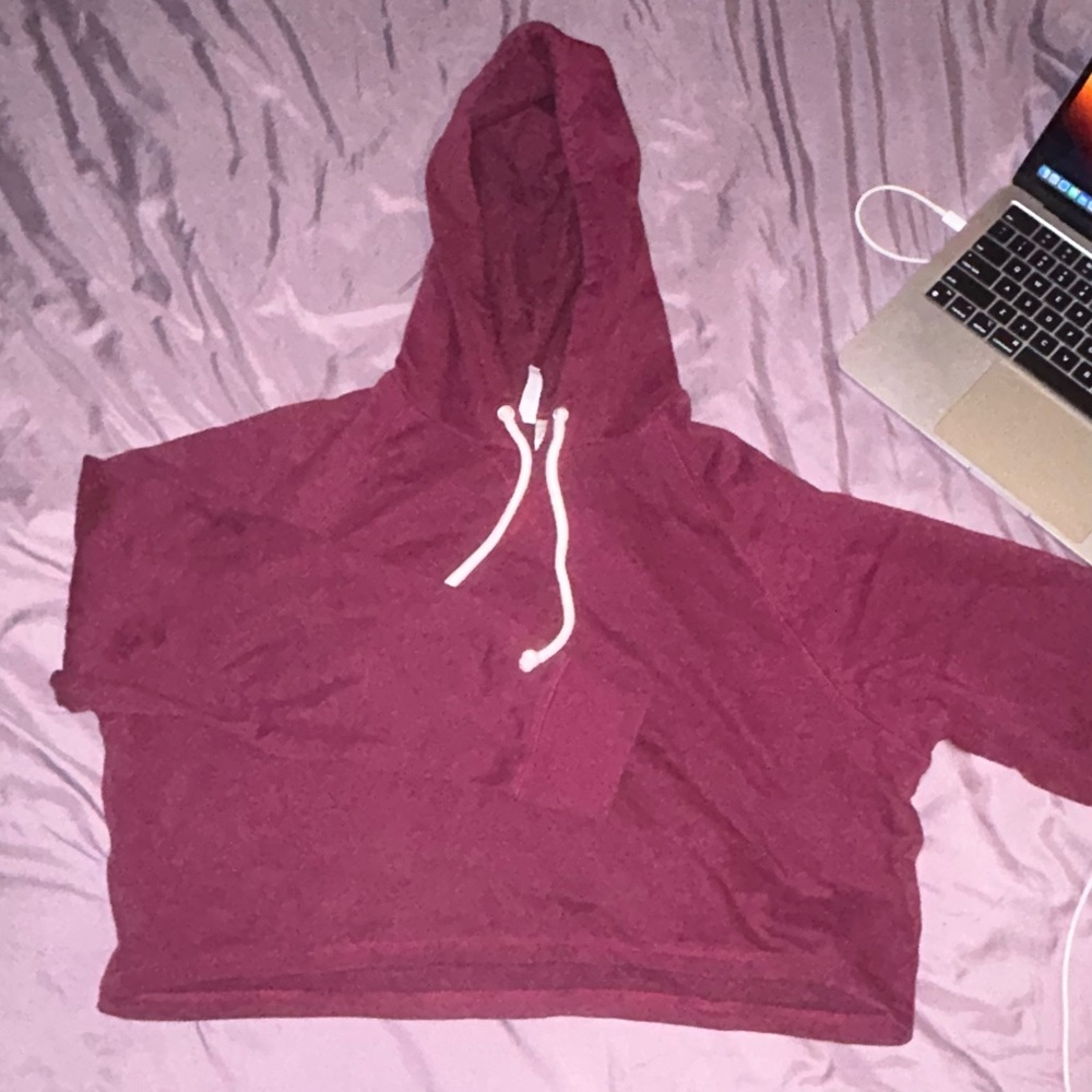 Deep red hoodie cropped